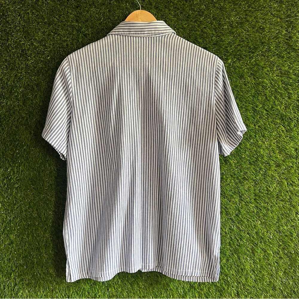 Vintage Embroidered Striped Short Sleeve Button Up Shirt - Picture 2 of 8